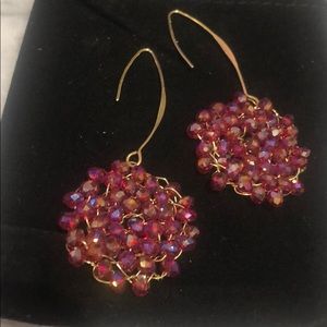 Red Iridescent Crystal Pinwheel Earrings,NWT-Boutique